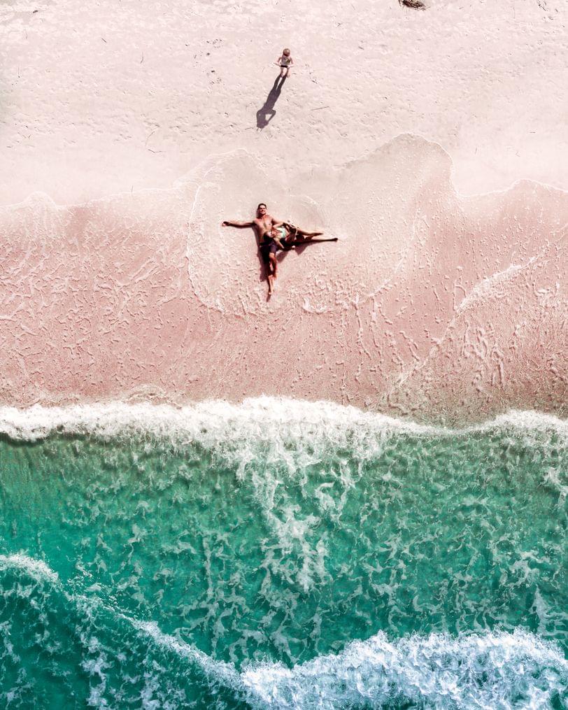 Relaxing on the beach in Treasure Island, Florida from above